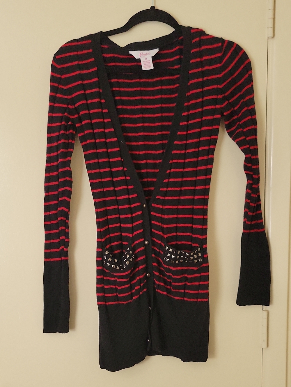 Candie's Black and Red Striped Cardigan
